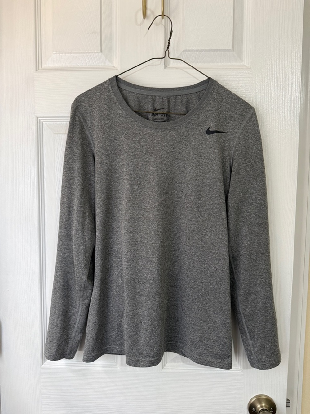 Nike Heather Gray Long Sleeve Dri-FIT Crew